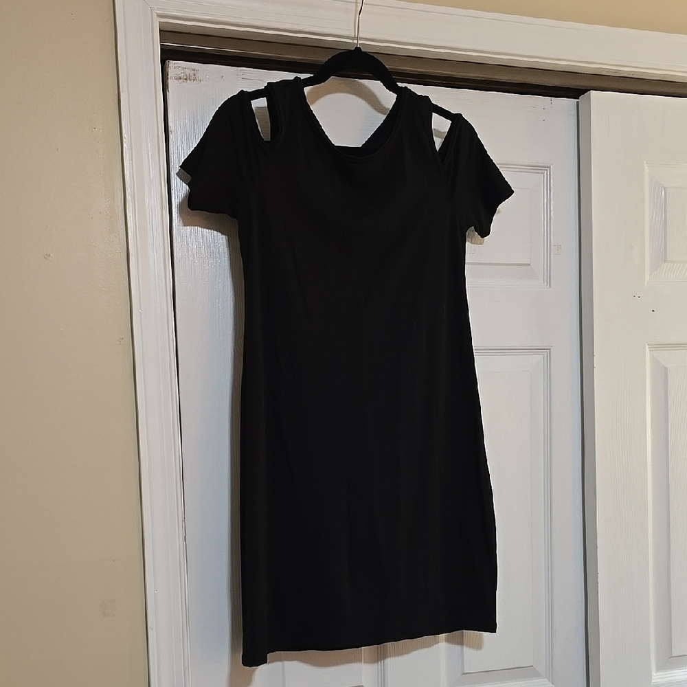 WHBM Casual Black Cut-Out Jersey Dress Size Small